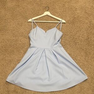 Elegant Light Blue Spaghetti Strap Dress